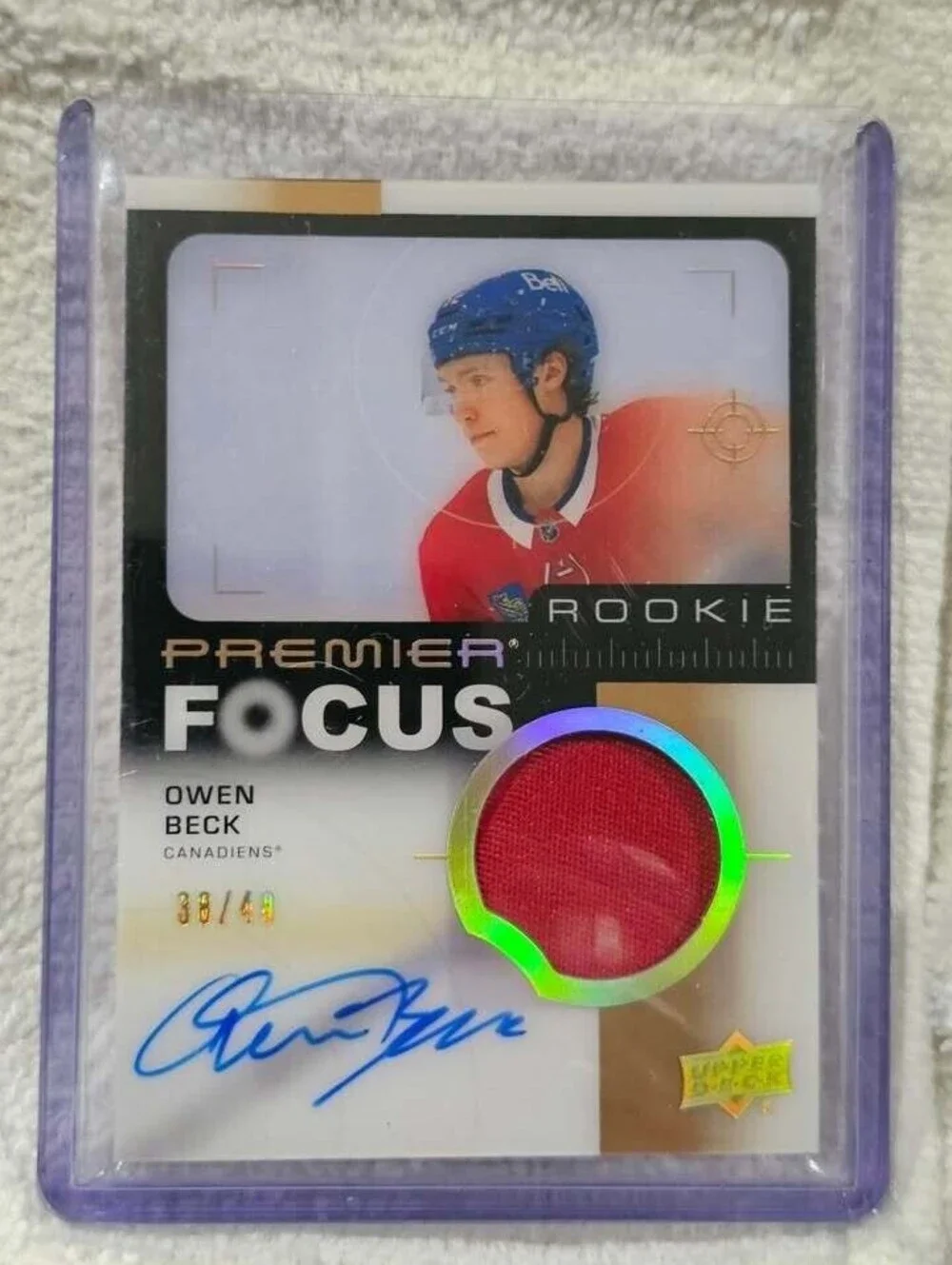 Owen Beck Rookie Card - Premier Focus #38/49 with Autograph